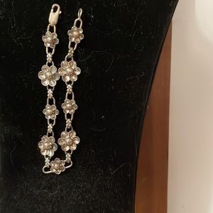 Sterling silver flower link bracelet